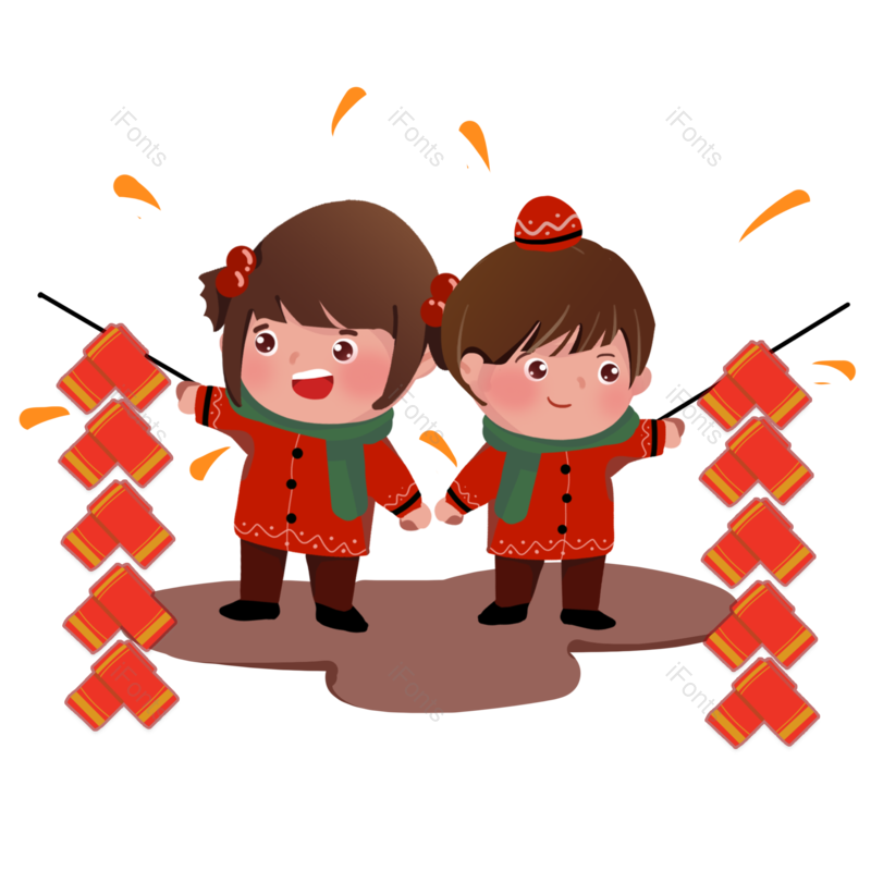 放鞭炮图片,除夕元素,新年PNG,可爱免抠素材